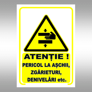 Set de 2 indicatoare A5 - ATENȚIE! PERICOL LA AȘCHII