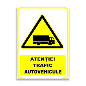 Set de 2 indicatoare A5 - ATENȚIE! TRAFIC AUTOVEHICULE