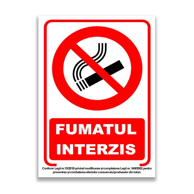 Set de 2 indicatoare A5 - FUMATUL INTERZIS cu lege