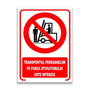 Set de 2 indicatoare A5 - TRANSPORTUL PERSOANELOR PE FURCĂ ESTE INTERZIS