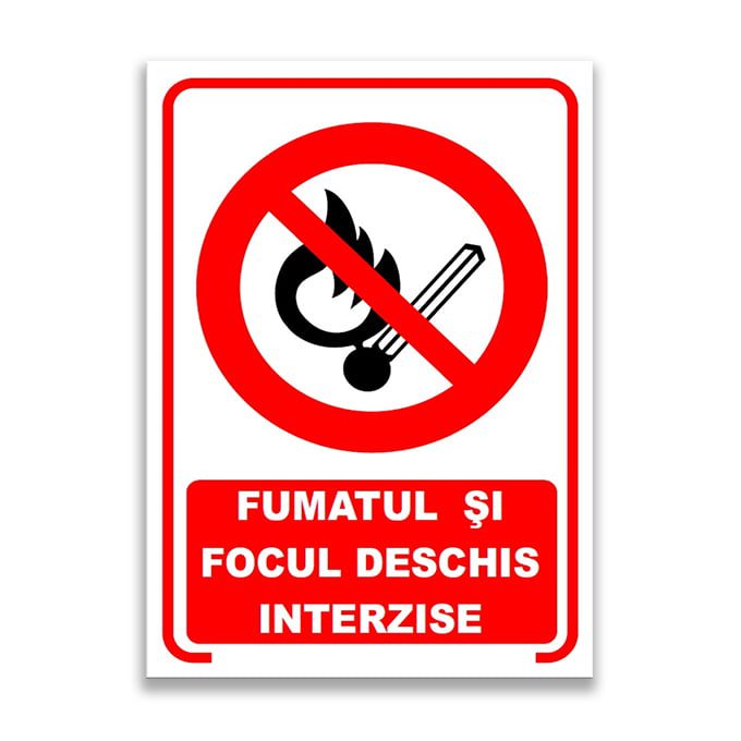 Set de 2 indicatoare A5 - FUMATUL ȘI FOCUL DESCHIS INTERZISE