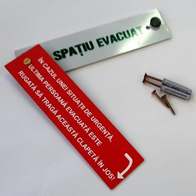 Clapeta de avertizare - SPAȚIU EVACUAT - Model 1